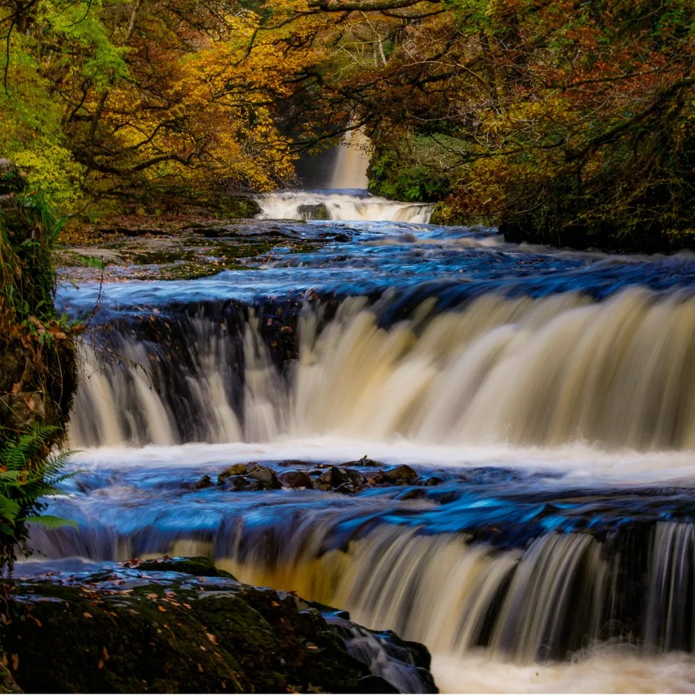 Waterfall in Waterfall Country, Bannau Brycheiniog, Wales